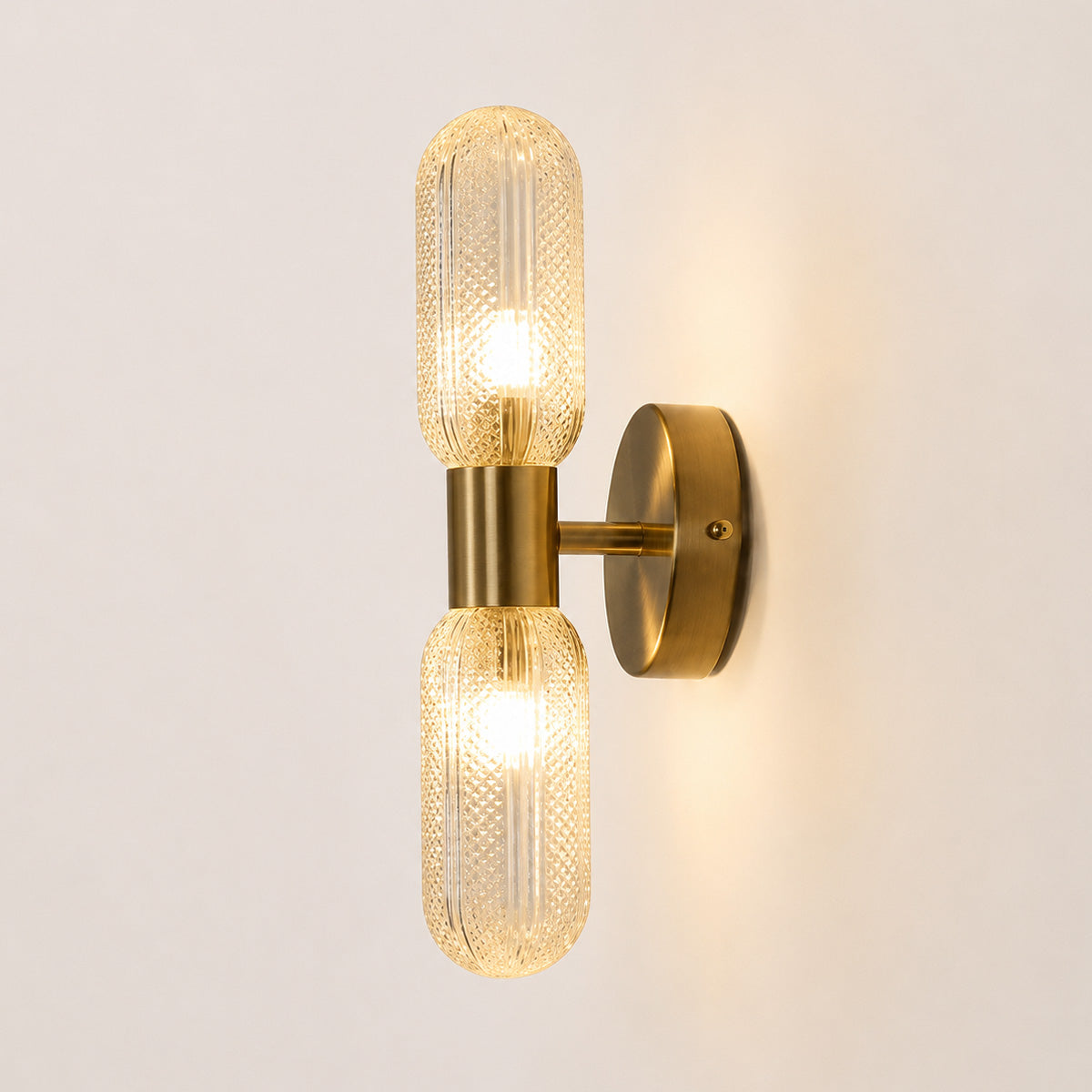 Verona Up Down Wall Sconce — Glass, Antique Brass