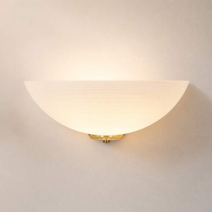 Viena Flush Uplighter Wall Light — Glass, Antique Brass