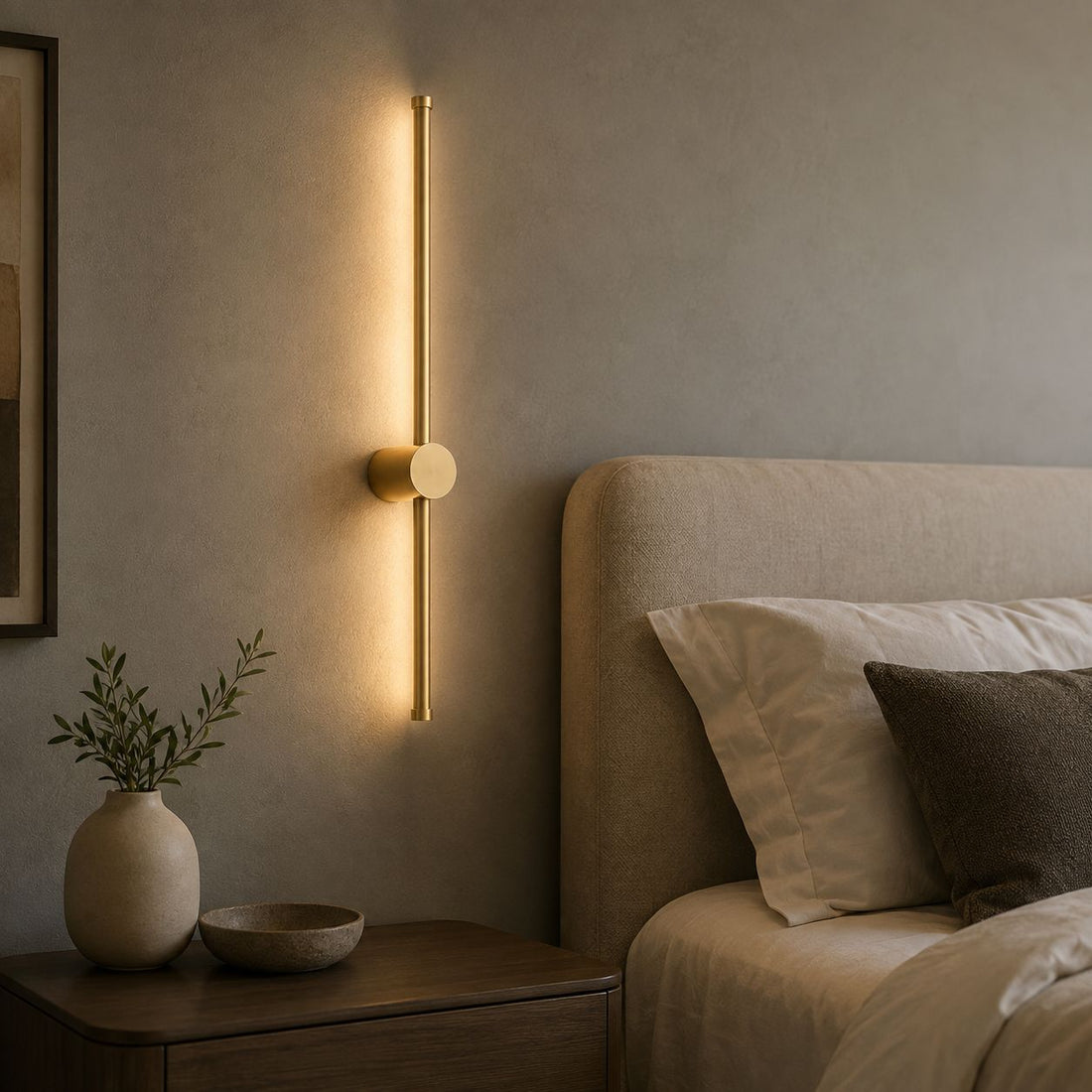 Vireo LED Stick Wall Light — Brushed Gold, Ambient Backlight