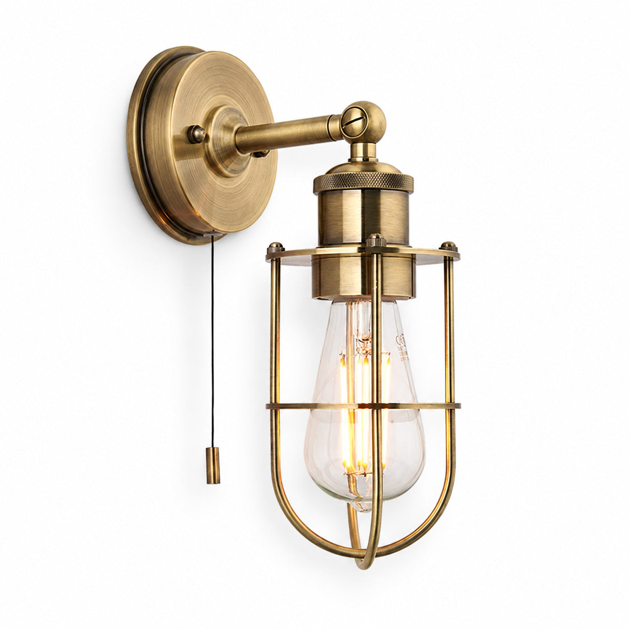 Visby Caged Bathroom Wall Light — Antique Brass, IP44