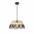 Vitang Rattan & Black Metal Pendant — Two-Tone Petal, 41cm