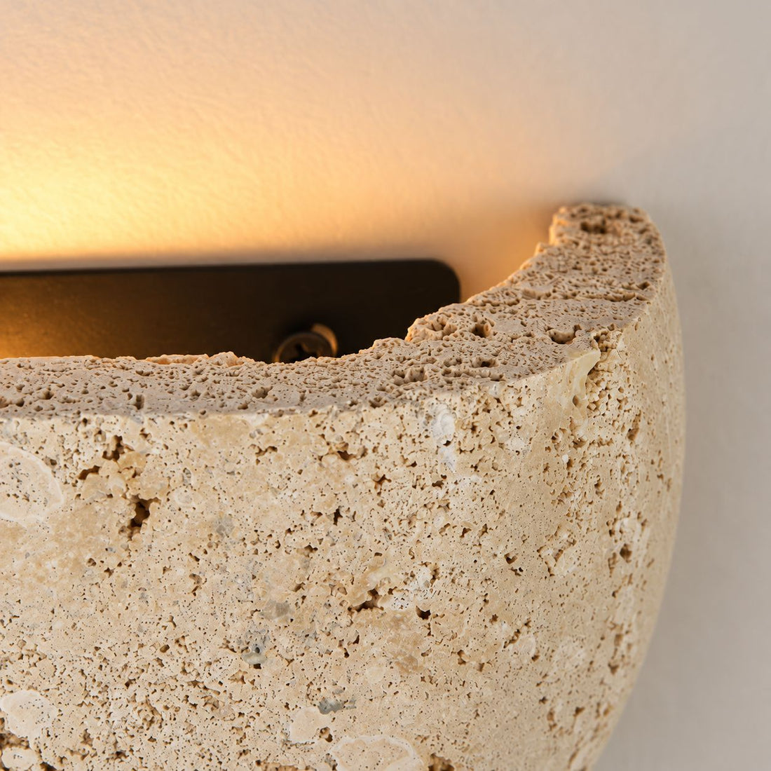 Wara Travertine Wall Light — Semi-Circular, Beige detail