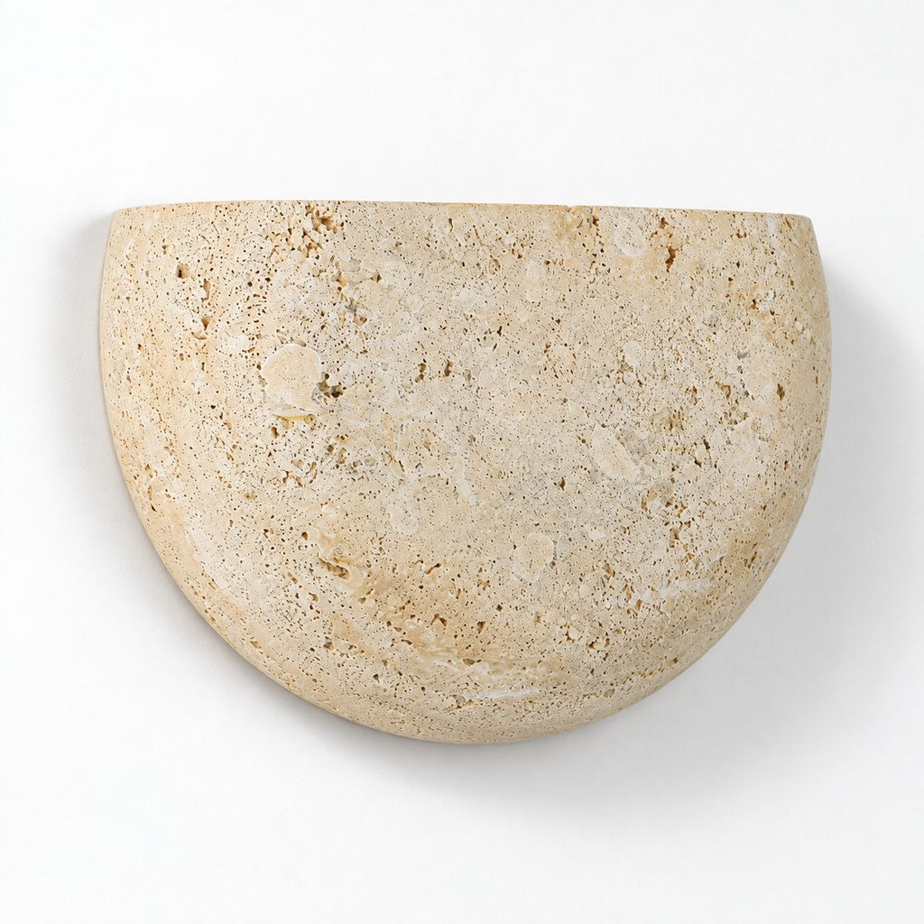 Wara Travertine Wall Light — Semi-Circular, Beige