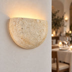 Wara Travertine Wall Light — Semi-Circular, Beige