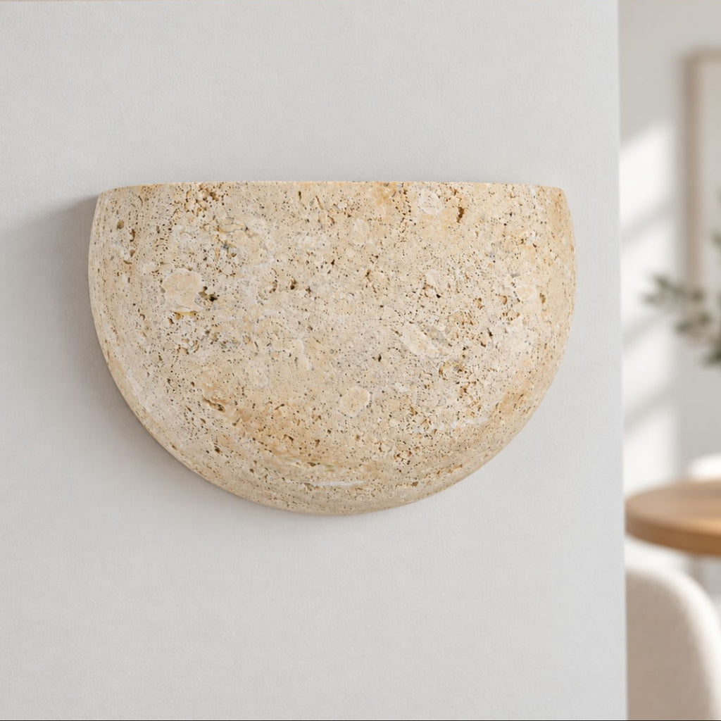 Wara Travertine Wall Light — Semi-Circular, Beige