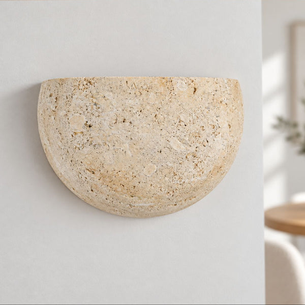 Wara Travertine Wall Light — Semi-Circular, Beige