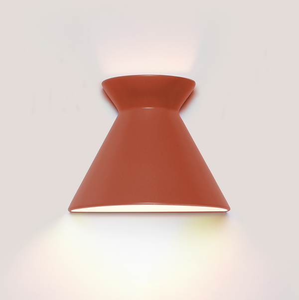Kiro large burnt orange ceramic wall light casting light up and down