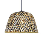 Linelle Woven Bamboo Pendant — Natural & Black, 40cm