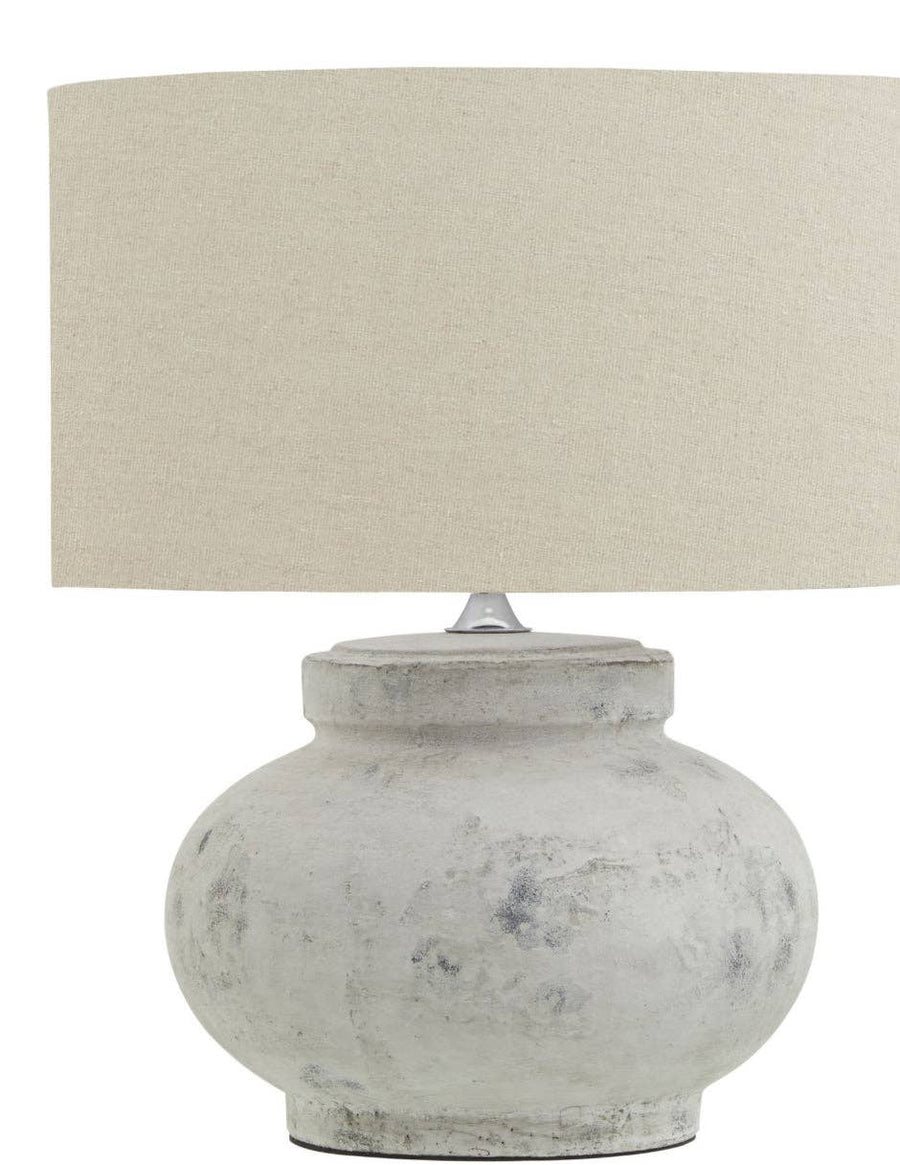 Darcy Squat Table Lamp — Antique White, Linen Shade