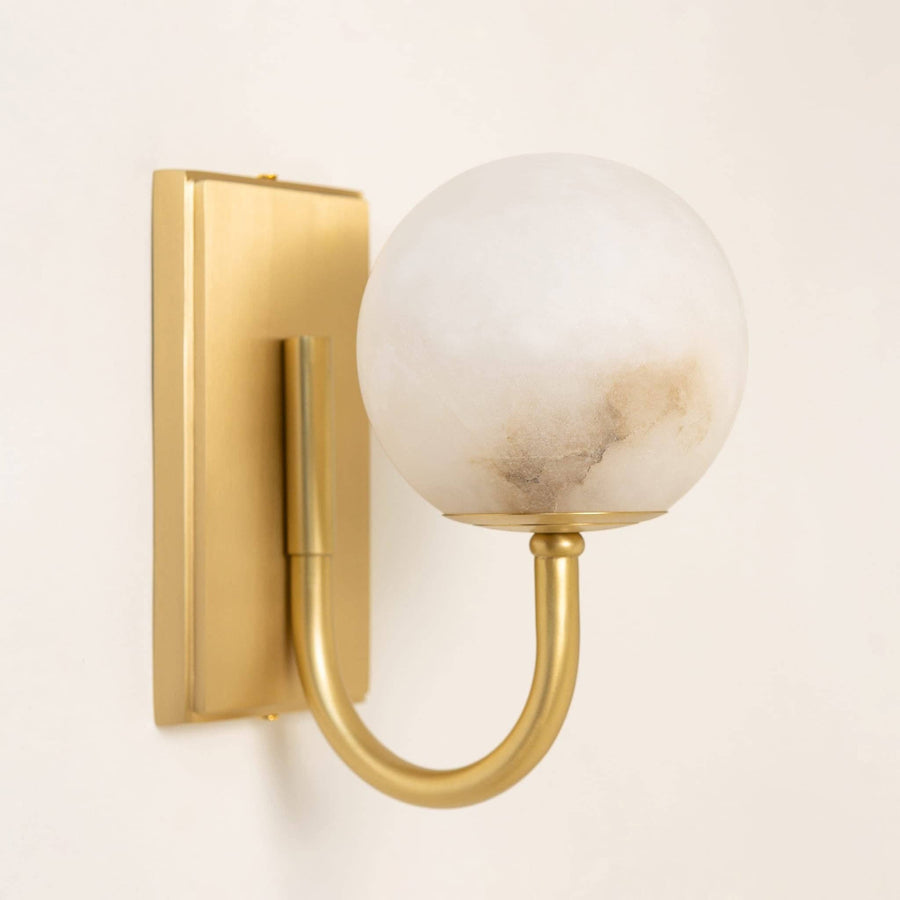 Alabaster Globe Wall Light — Satin Brass