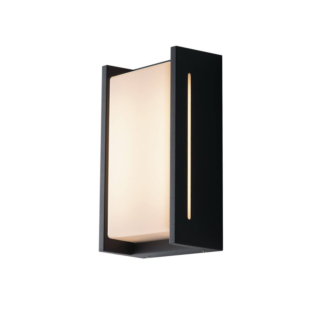 Compact anthracite LED wall light cut-out, glowing through the slot