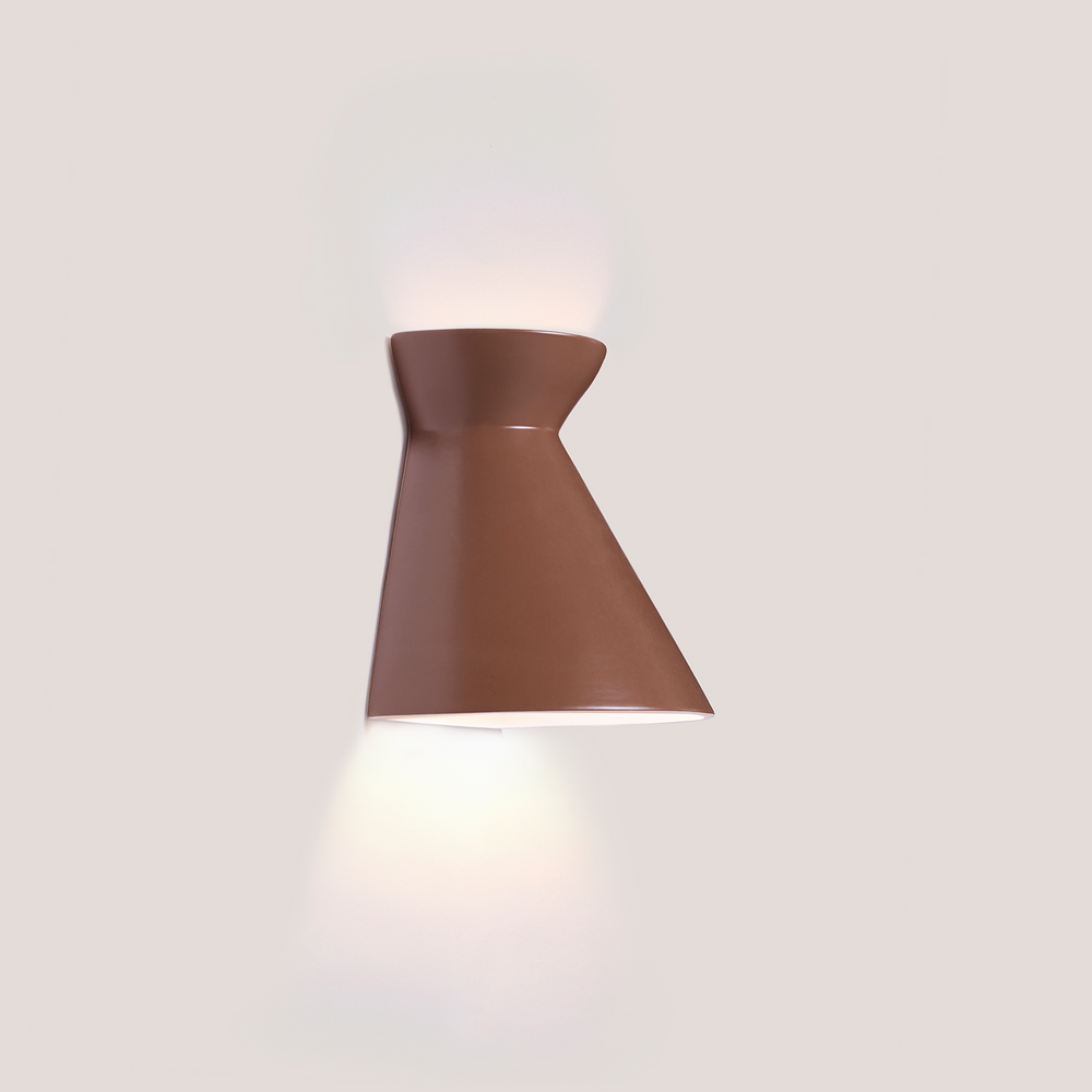 Kiro Ceramic Wall Light — Russet Brown, Large in a room