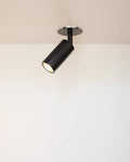 Luminar black box mount ceiling spotlight with ribbed cylinder design