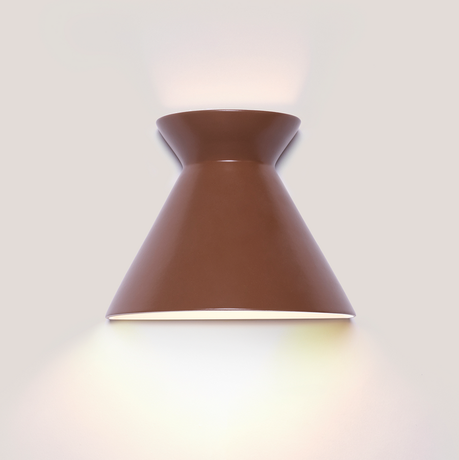 Kiro Ceramic Wall Light — Russet Brown, Large