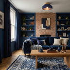 Oslo Semi-Flush Ceiling Light — Midnight Blue, Wood Base