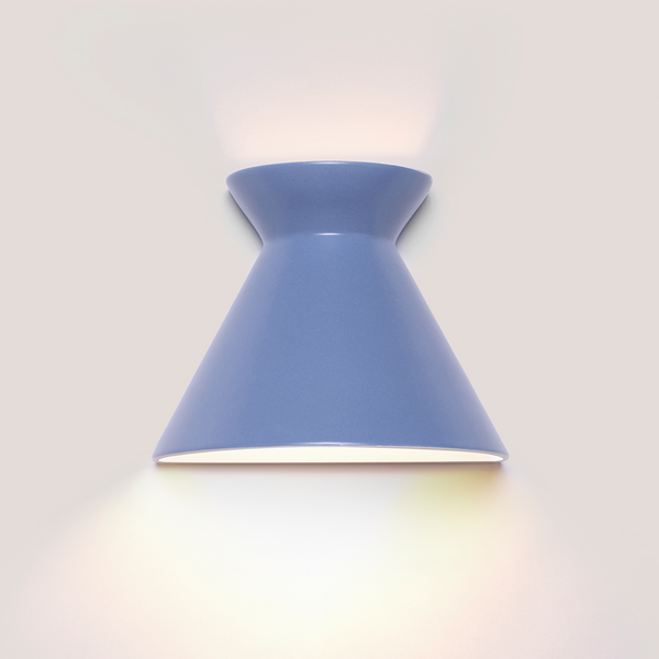 Kiro small Provence blue ceramic wall light casting light up and down