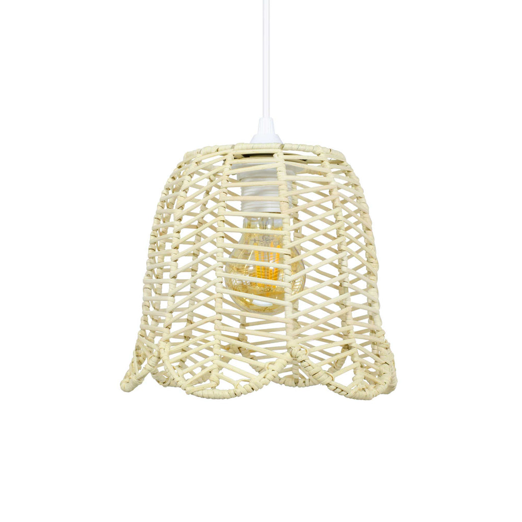 Nuffa Rattan Pendant Light — Natural Woven, 20cm