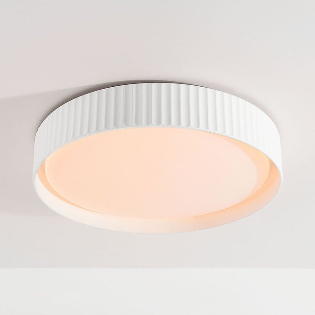 Senna Ribbed LED Flush Ceiling Light — Dimmable, White