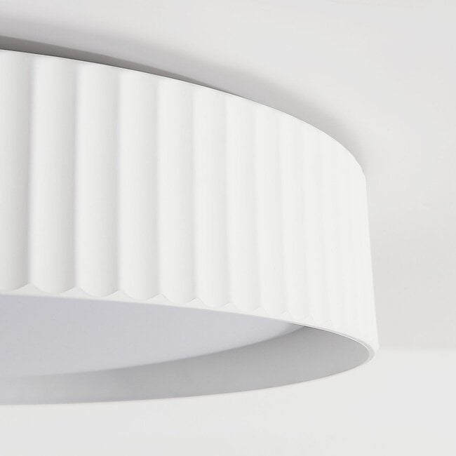 Senna Ribbed LED Flush Ceiling Light — Dimmable, White
