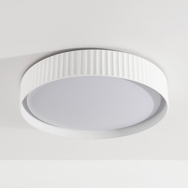 Senna Ribbed LED Flush Ceiling Light — Dimmable, White