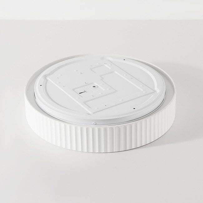 Senna Ribbed LED Flush Ceiling Light — Dimmable, White
