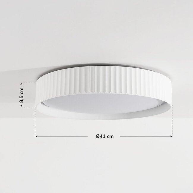Senna Ribbed LED Flush Ceiling Light — Dimmable, White