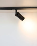 Close-up of adjustable black aluminium track spotlight head