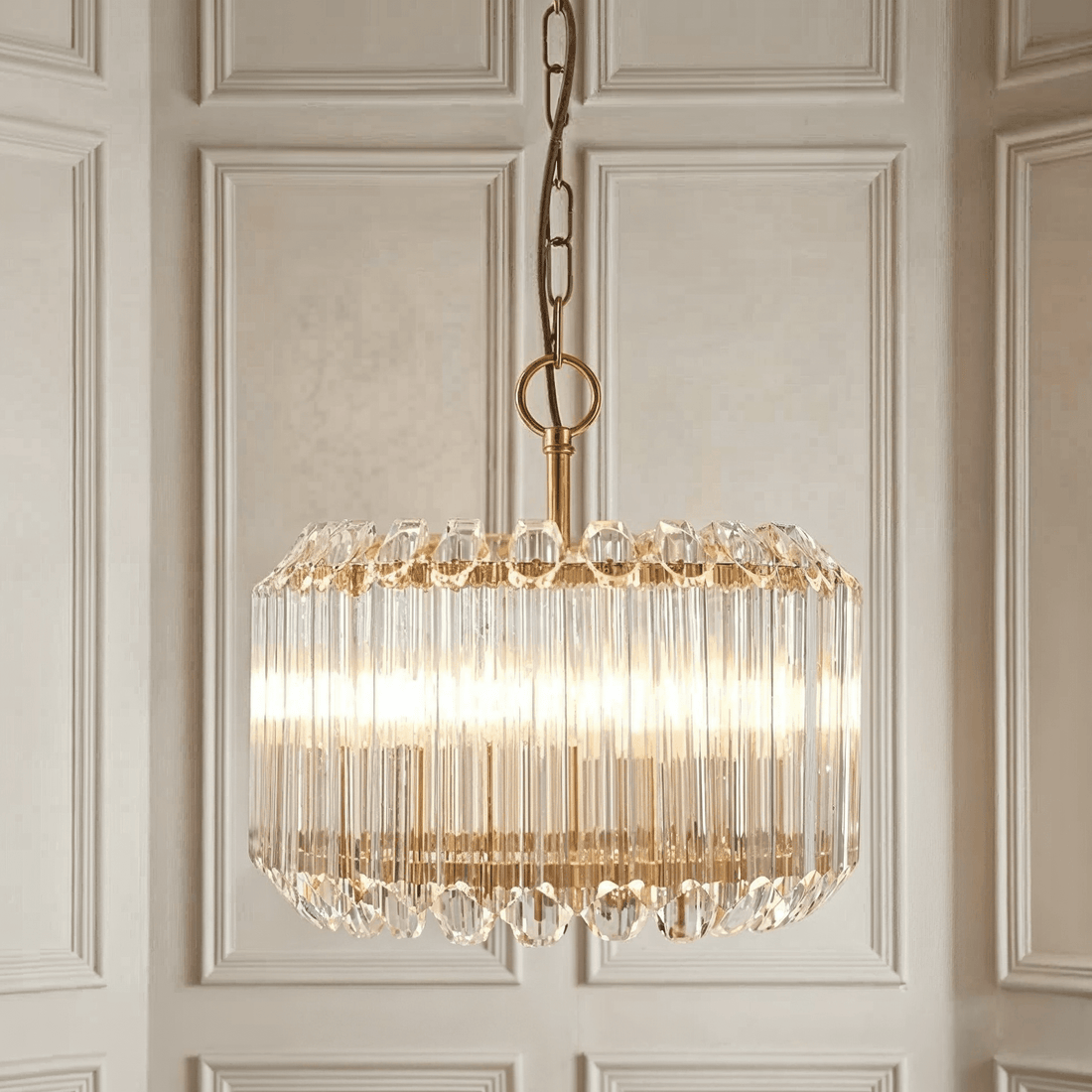 Veyra 3-Light Drum Pendant — Glass, Gold