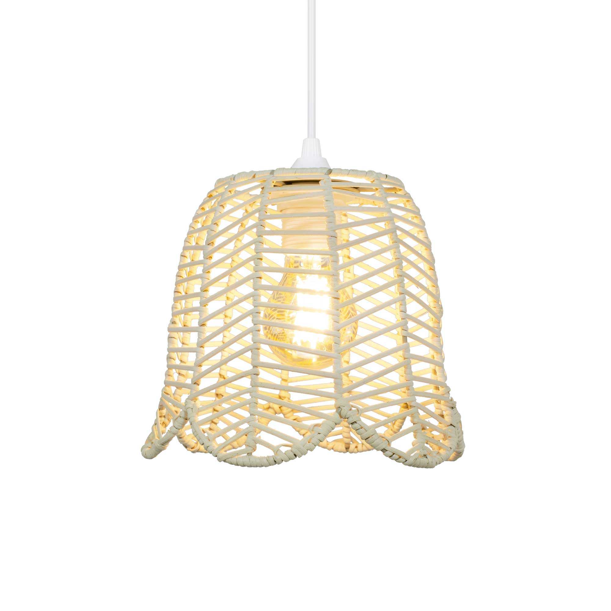 Nuffa Rattan Pendant Light — Natural Woven, 20cm