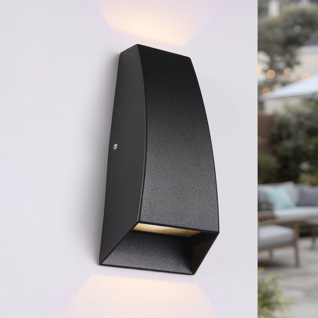 Silas black aluminium outdoor wall light mounted on exterior wall
