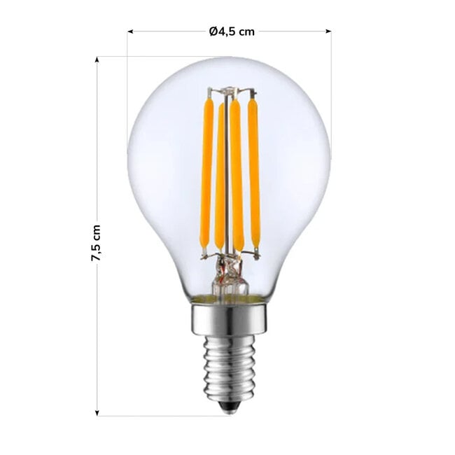 Close-up of Calla clear glass E14 screw cap LED bulb