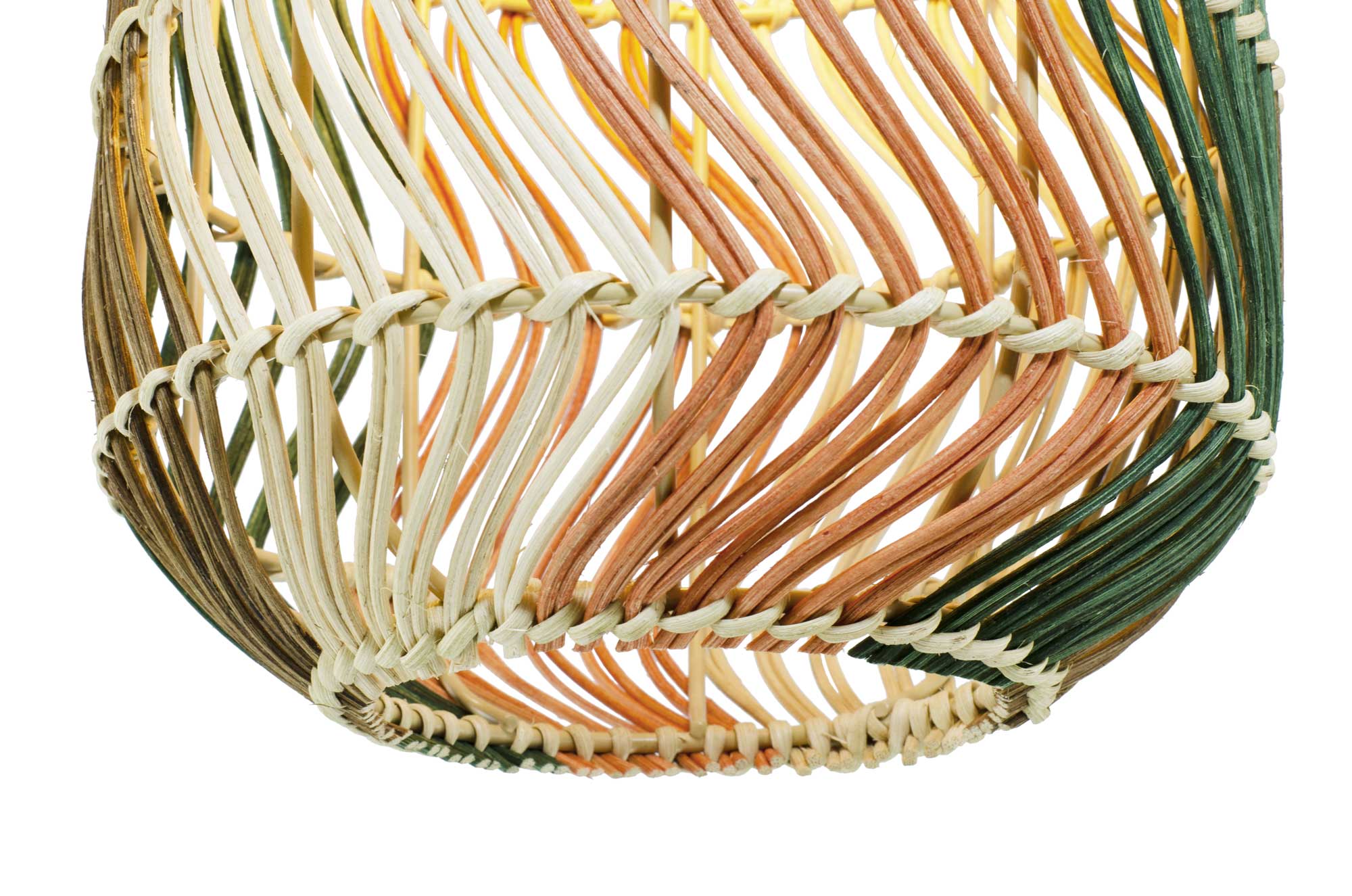 Fosco Braided Rattan Tube Pendant — Multi-Colour, 34.5cm