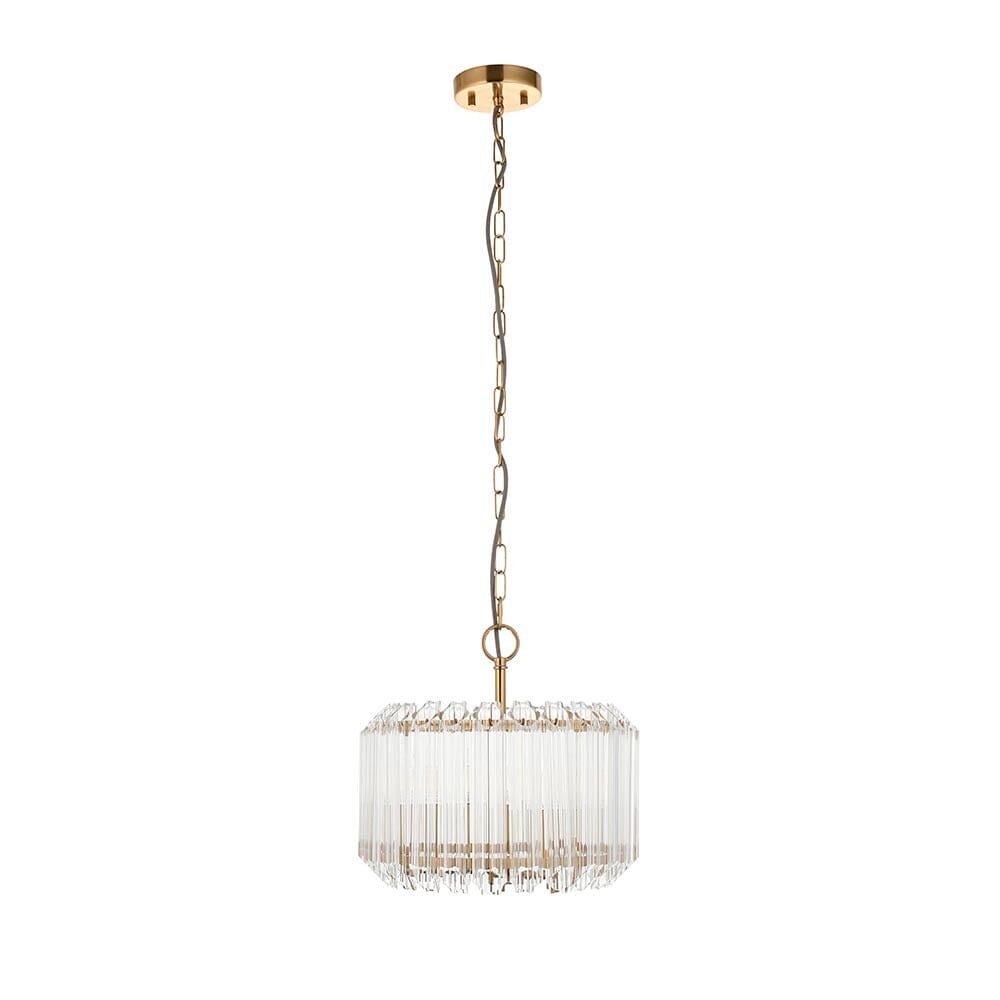 Coltrane 3-Light Drum Pendant — Gold, Glass Rods