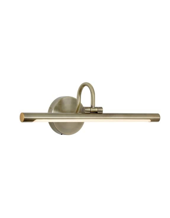 Close-up of brushed brass rechargeable picture light showing elegant design detail