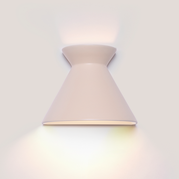 Kiro large shell white ceramic wall light casting light up and down