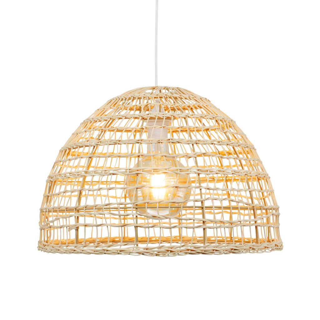 Tuzo Rattan & Metal Pendant Light — Natural Woven, 45cm