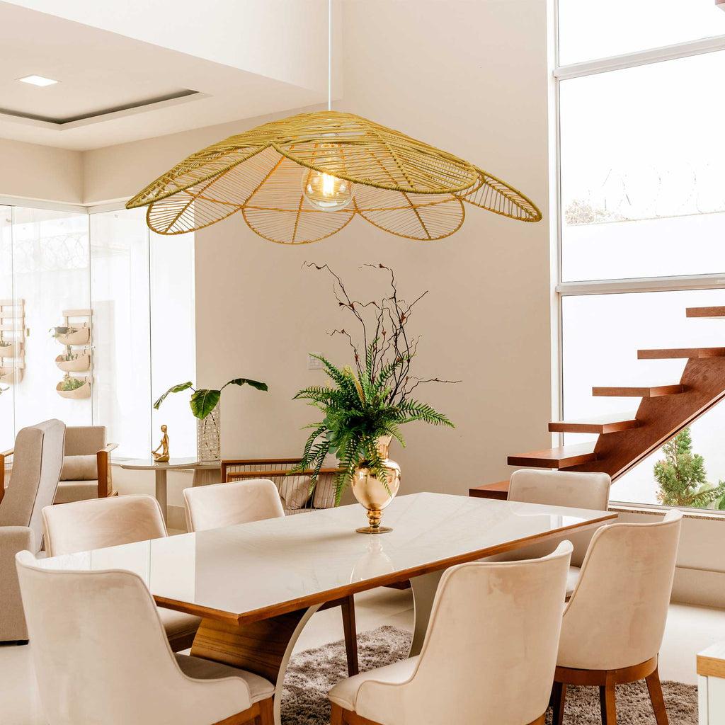 Andène Rattan Daisy Pendant — Natural, 85cm