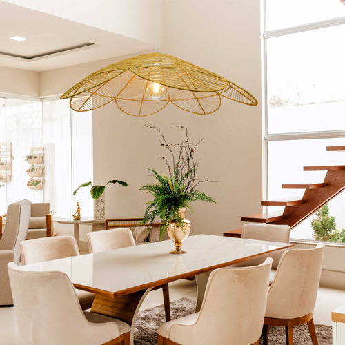 Andène Rattan Daisy Pendant — Natural, 85cm