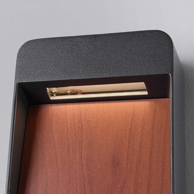 Laska Contemporary Outdoor LED Wall Light — Warm White, Wood & Anthracite