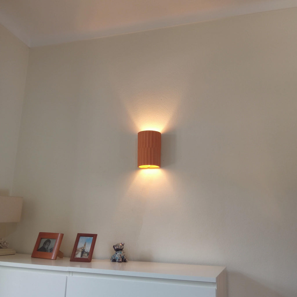 Terra Fluted Ceramic Wall Sconce — Terracotta, Handmade in Portugal