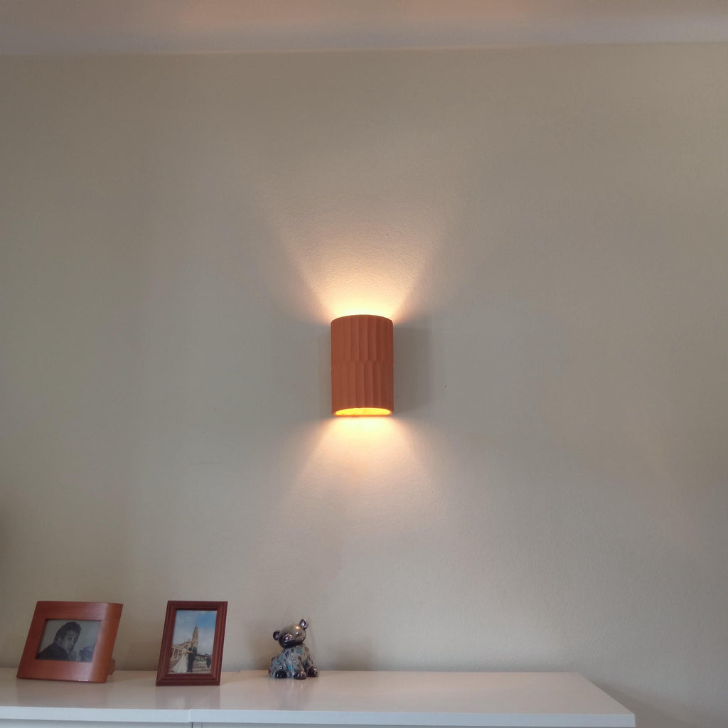 Terra Fluted Ceramic Wall Sconce — Terracotta, Handmade in Portugal