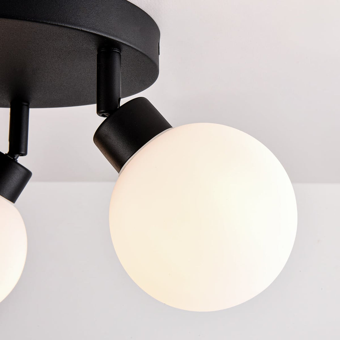 Otto Adjustable Triple Spot Ceiling Light — Black & Opal Glass, IP44
