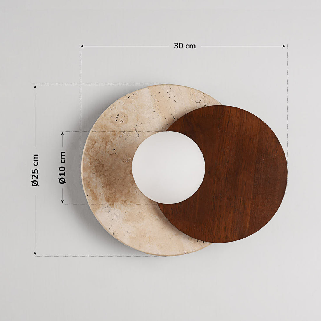 Yori Travertine & Wood Wall Light — Sand Beige