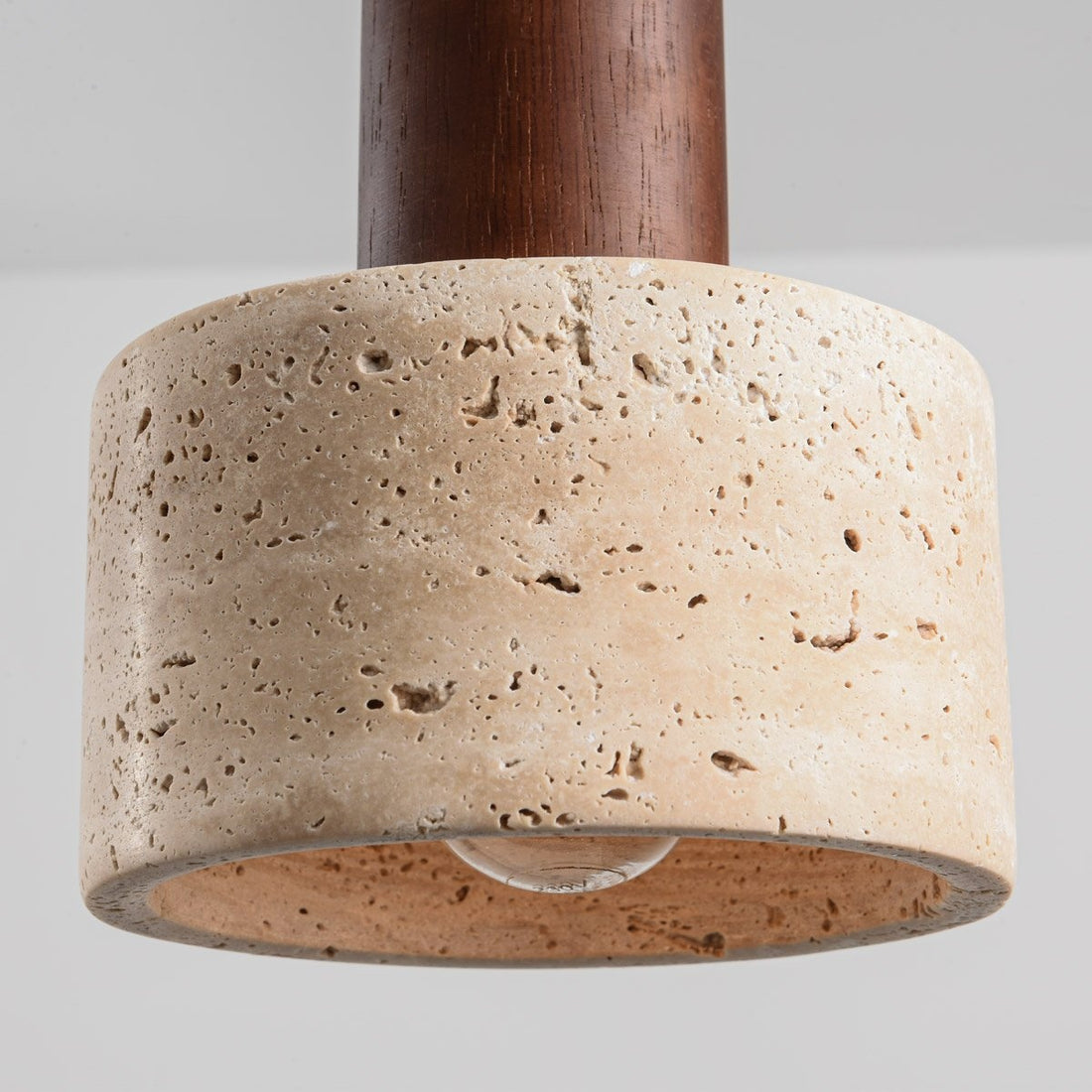 Taoka Travertine & Wood Pendant Light — 3 Lights, Linear