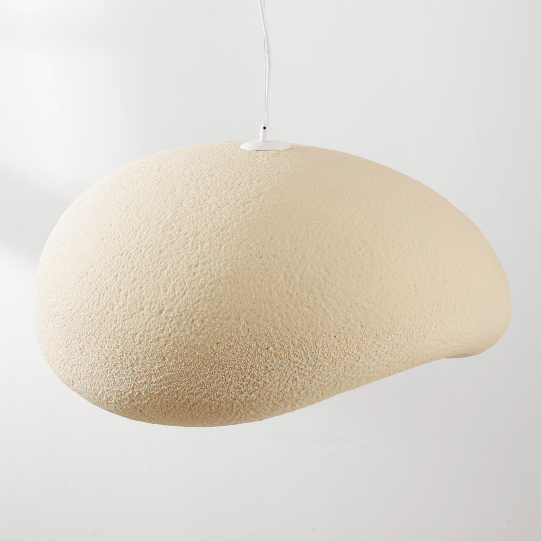 Kaia Curved Stone-Effect Pendant Light — Sand Beige, 60 cm