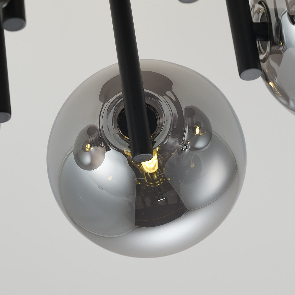 Noir Five-Light Ceiling Light — Black & Smoked Glass