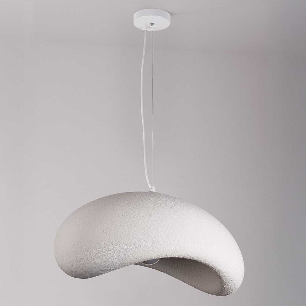 Katsura Layered Stone-Effect Pendant Light — White, 60 cm