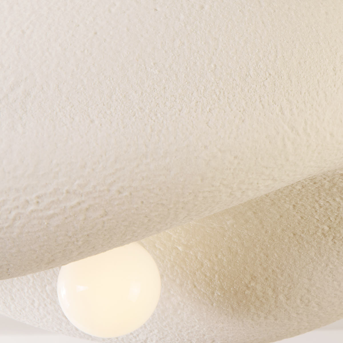 Washi Stone-Effect Flush Ceiling Light — White, 60 cm