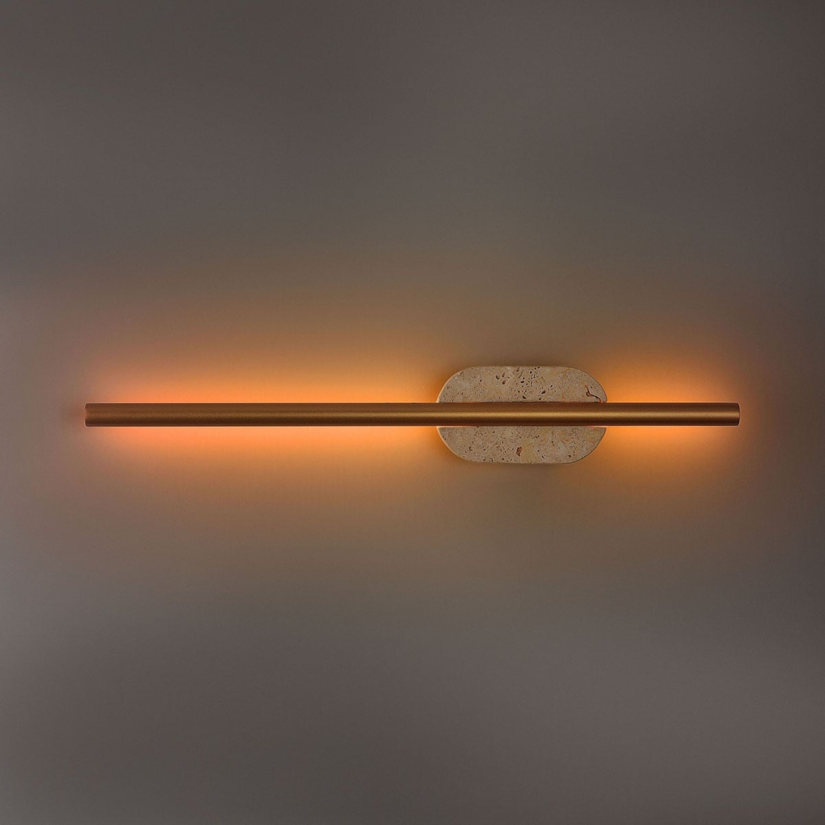 Isola LED Bathroom Wall Light — Travertine & Gold, IP44