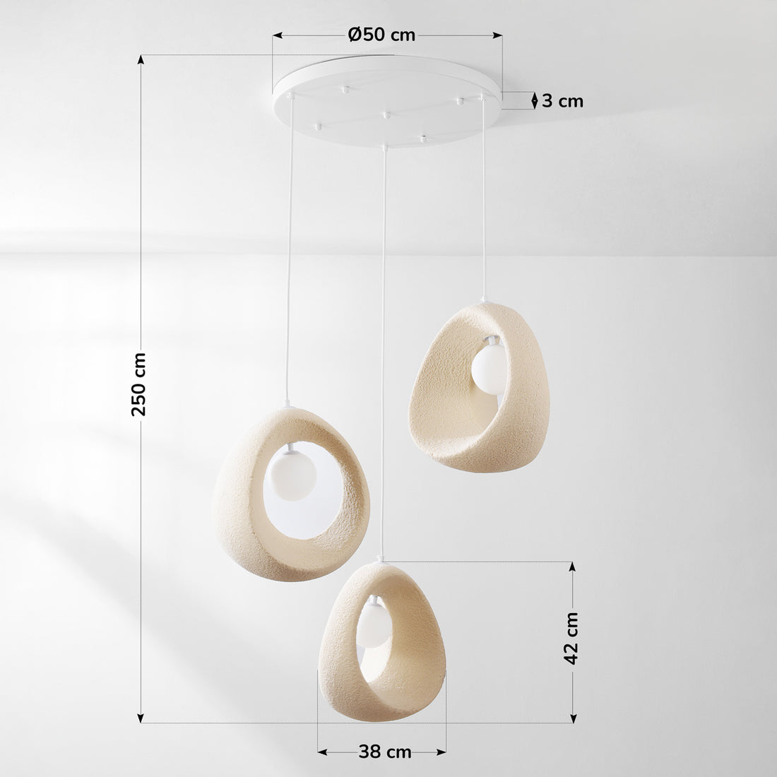 Umi Stone-Effect LED Pendant Light — 3 Lights, Cluster